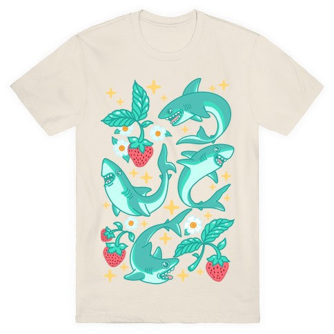 Punk Strawberry Sharks Pattern T-Shirt