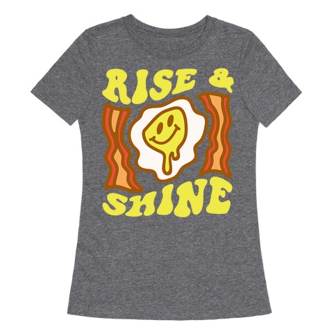 Rise And Shine Smiley Face Groovy Aesthetic Womens T-Shirt