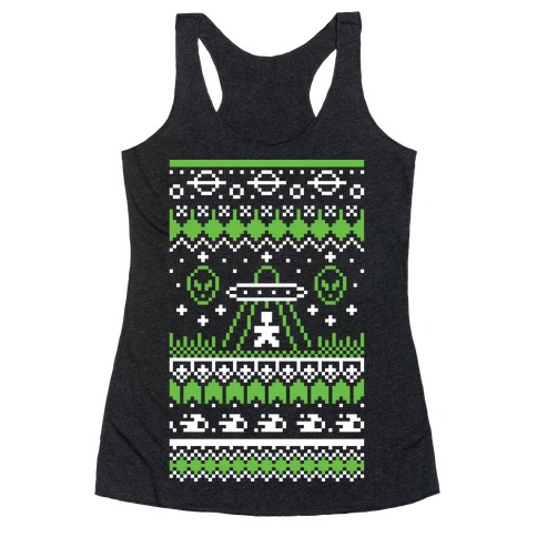 Ugly Alien Christmas Sweater Racerback Tank Top