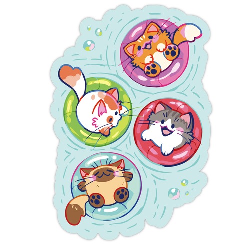 Pool Party Cats Die Cut Sticker