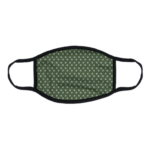 Dainty Squares Pattern Chive Green Flat Face Mask