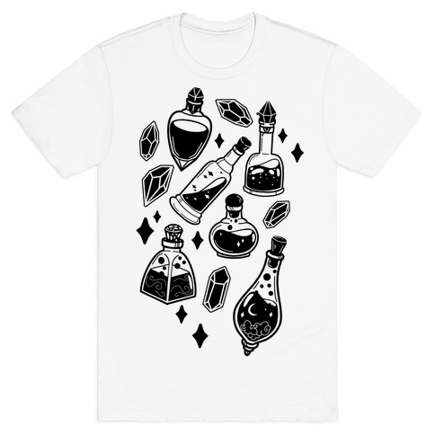 Black On White Potions Pattern T-Shirt