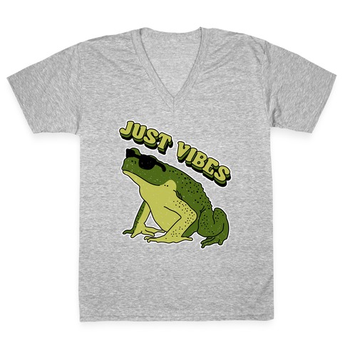 Just Vibes Frog V-Neck Tee Shirt