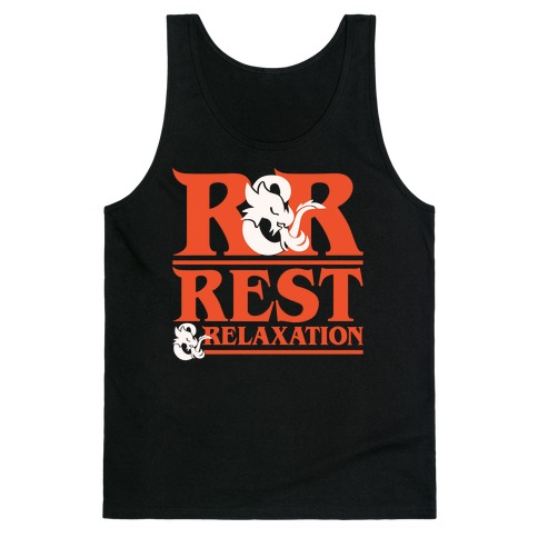 Rest & Relaxation D&D Parody White Print Tank Top