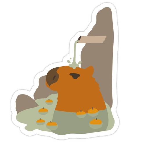 Capybara Hot Spring Die Cut Sticker