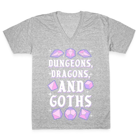 Dungeons, Dragons, And Goths V-Neck Tee Shirt