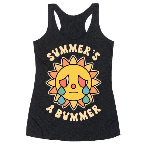Summer's A Bummer (Retro Sad Sun) Racerback Tank Top