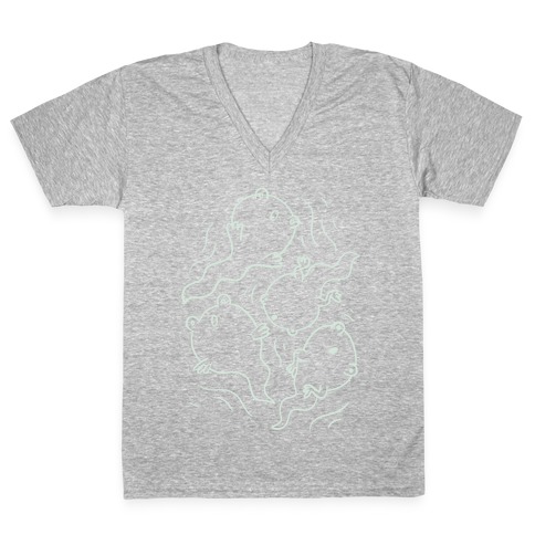 Tadpole Ghost Frogs V-Neck Tee Shirt