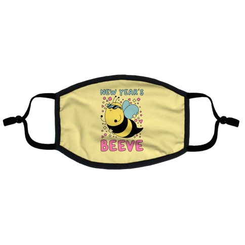 New Year's Beeve (New Year's Party Bee) Flat Face Mask