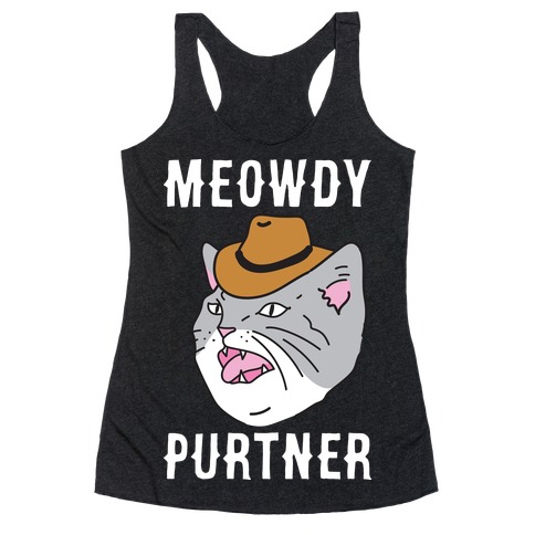 Meowdy Purtner Cowboy Cat Racerback Tank Top