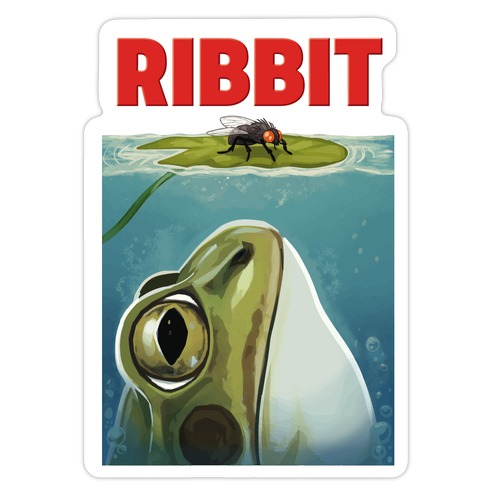 Ribbit Jaws Parody Die Cut Sticker