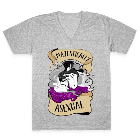 Majestically Asexual V-Neck Tee Shirt