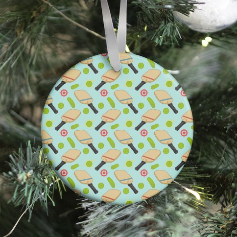 Pickle and Pickleball Gear Pattern Ornament