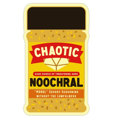 Chaotic Noochral (Chaotic Neutral Nutritional Yeast) Die Cut Sticker