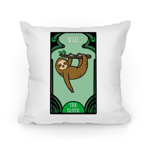 The Sloth Tarot Card (white) Pillow