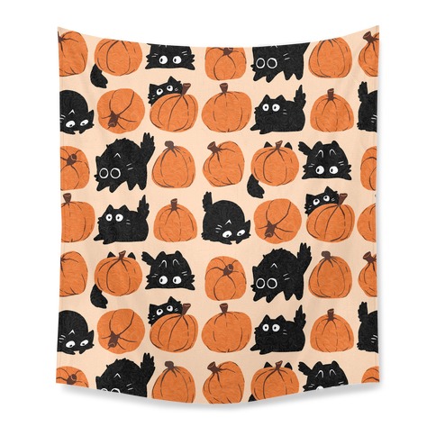 Pumpkin Cats Tapestry