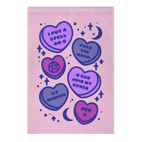 Witchy Candy Hearts Garden Flag