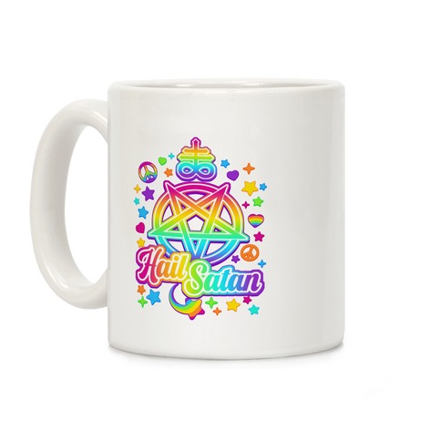 90s Neon Rainbow Hail Satan Coffee Mug