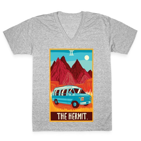 The Hermit Van Life Tarot V-Neck Tee Shirt