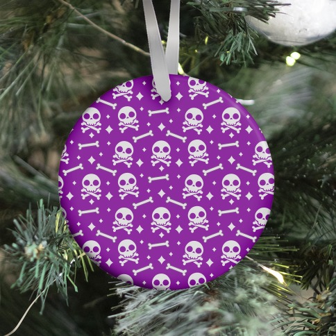 Cute Skull N' Bones Pattern (Purple) Ornament