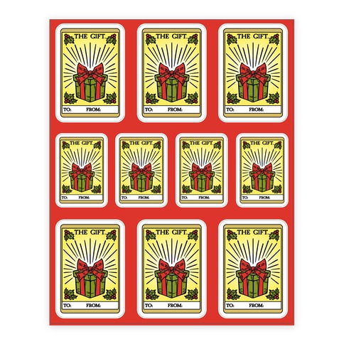 The Gift Tarot Card Holiday Gift Tags Stickers and Decal Sheet