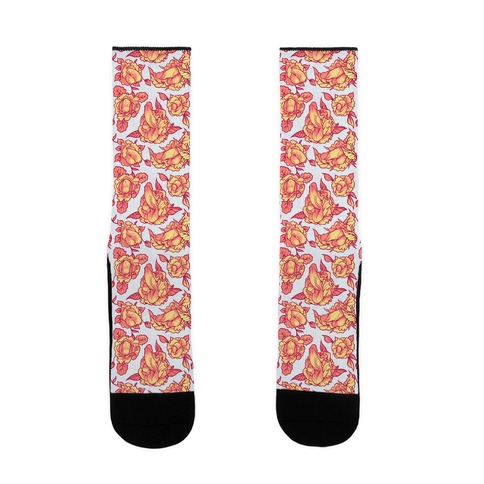 Floral Penis Orange Sock