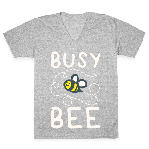 Busy Bee White Print V-Neck Tee Shirt