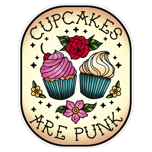 Cupcakes Are Punk Die Cut Sticker