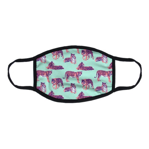 Tiger Pattern Pink and Bright Blue Flat Face Mask
