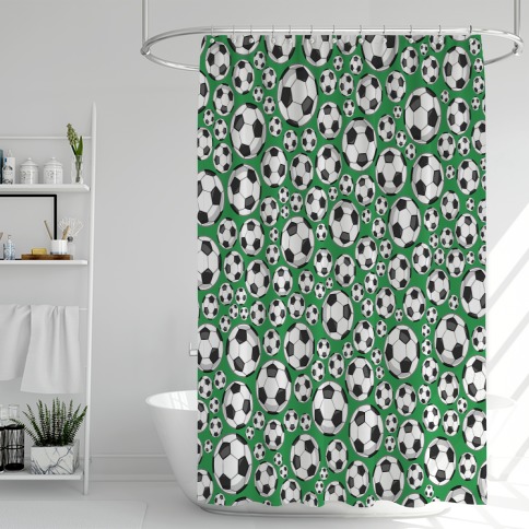 Soccer Pattern Shower Curtain, Soccer Bathroom Shower Curtain