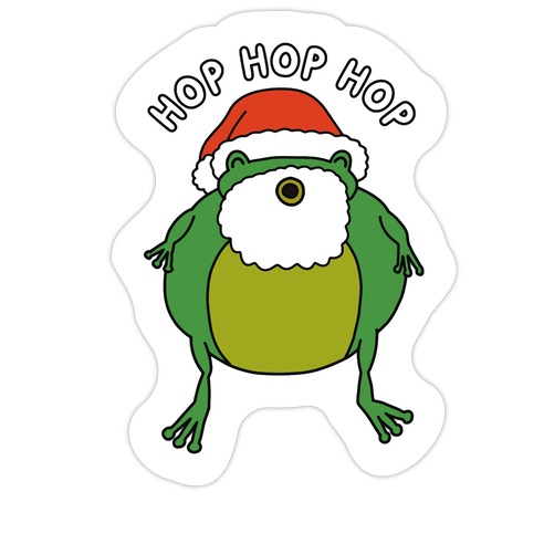 Hop Hop Hop Santa Frog Die Cut Sticker