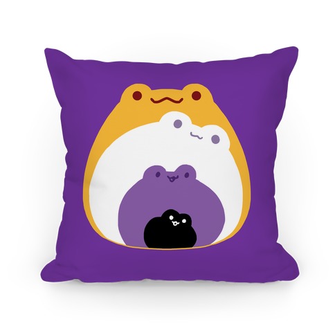 Frogs In Frogs In Frogs Nonbinary Pride Pillow