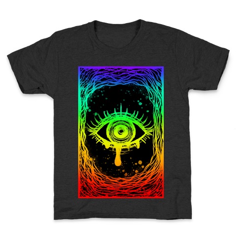Trippy Eye Rainbow Black Kids T-Shirt