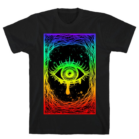 Trippy Eye Rainbow Black T-Shirt