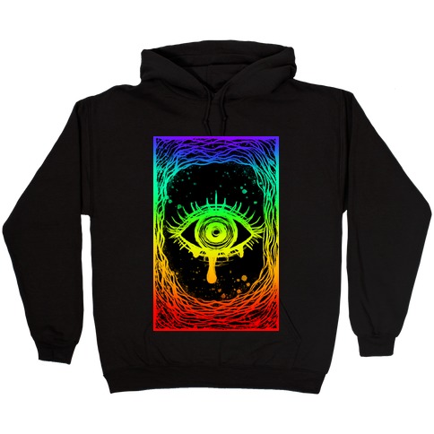 Trippy Eye Rainbow Black Hooded Sweatshirt