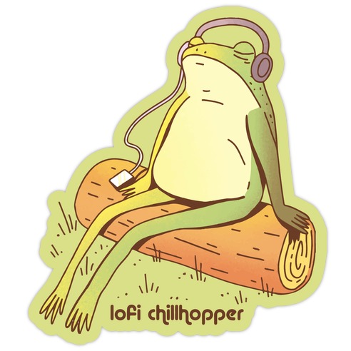 Lofi Chillhopper Frog Die Cut Sticker