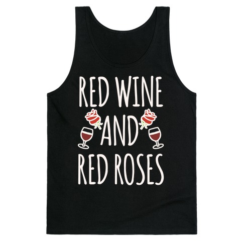 Red Wine and Red Roses White Print Tank Top