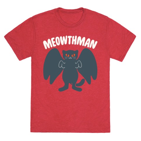 Meowthman Mothman Cat Parody White Print T-Shirt