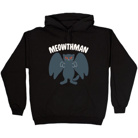 Meowthman Mothman Cat Parody White Print Hooded Sweatshirt