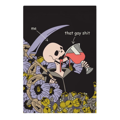 Skeleton Drinking Wine Garden Flag