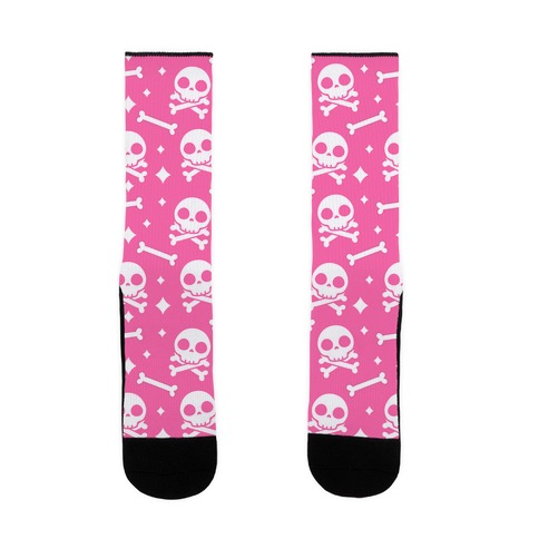 Cute Skull N' Bones Pattern (Pink) Sock