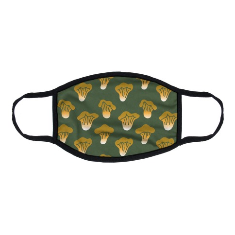 Golden Oyster Mushroom Green Pattern Flat Face Mask