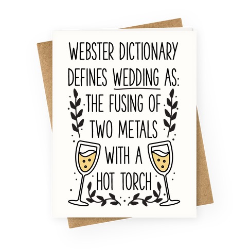 Webster Dictionary Defines Wedding Greeting Card