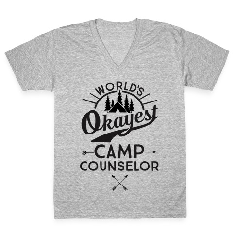 World's Okayest Camp Counselor V-Neck Tee Shirt