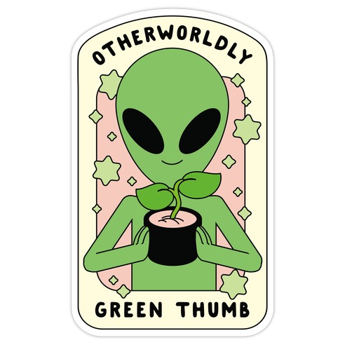 Otherworldly Green Thumb Die Cut Sticker