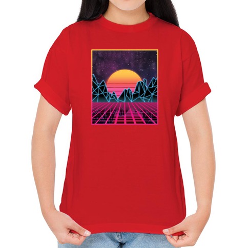 Teeshirtpalace 80s Vintage Retrowave Synthwave Love Retro Wave Miami Beach Kids Long Sleeve Shirt