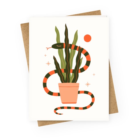 Snake in a Snake Plant Greeting Card