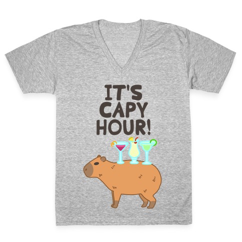 It's Capy Hour! V-Neck Tee Shirt