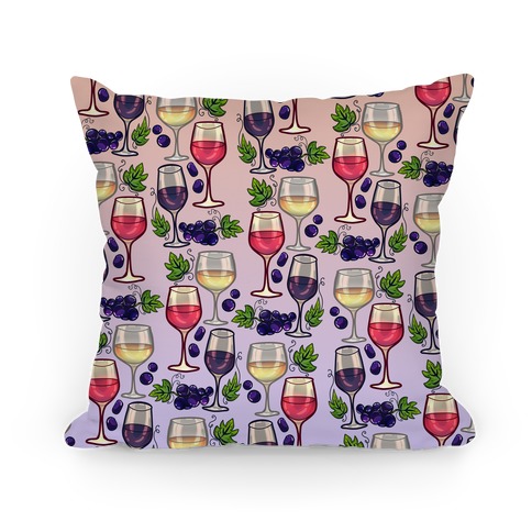 Wine and Grapes Pattern Pillow