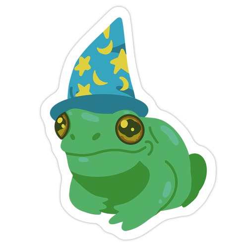Blue Hat Magical Mushroom Frog Die Cut Sticker | LookHUMAN